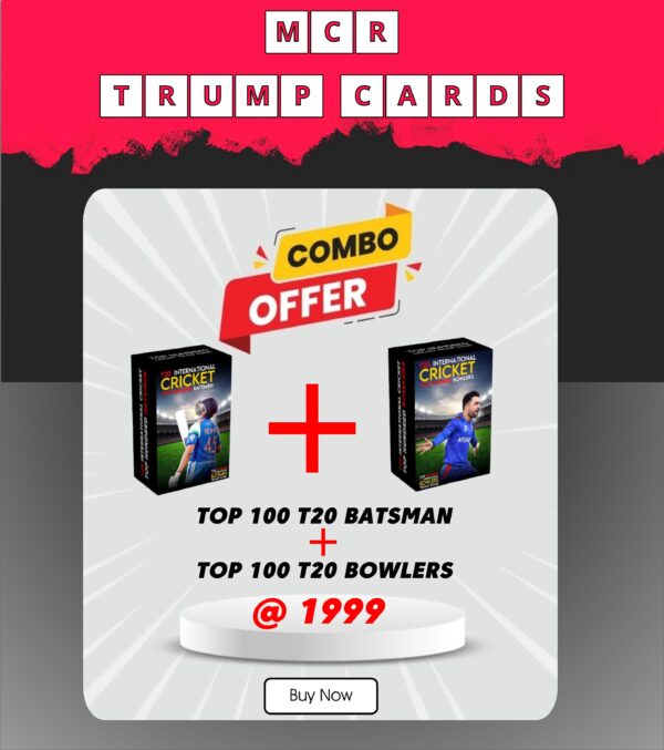 T20 INTERNATIONAL CRICKET CARDS – TOP 100 BATSMEN + TOP 100 BOWLERS (COMBO PACK)